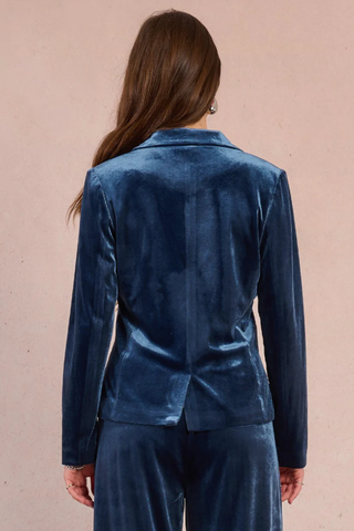 Velvet Blazer, Denim Blue