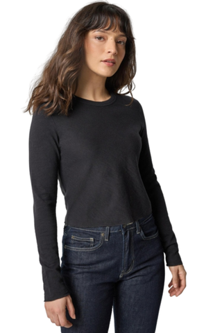 Long Sleeve Bias Cut Tee, Black