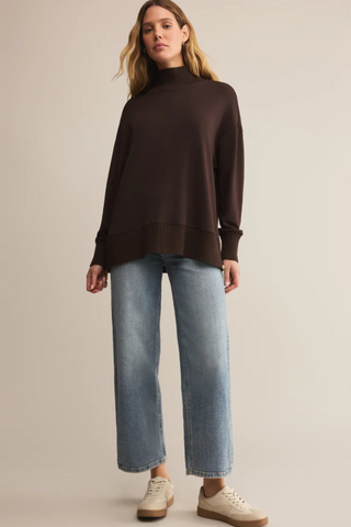 Sable Rib Sweatshirt, Chocolate Cherry