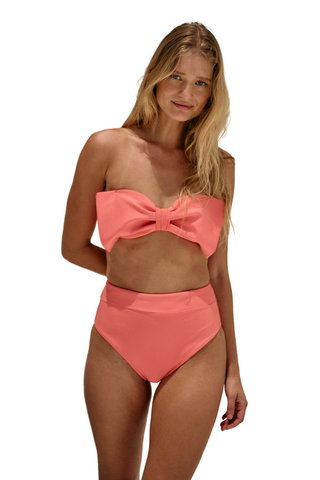 Hazel Bow Bikini Top, Spiced Coral