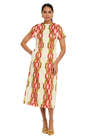 Hampton Midi Dress, Deco Quatrefoil