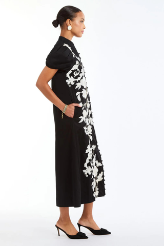 Elliana Midi Dress, Black Ivory