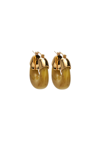 Lizzie Fortunato Mini Organic Hoop earrings featuring gold-plated brass hoops with translucent resin accents