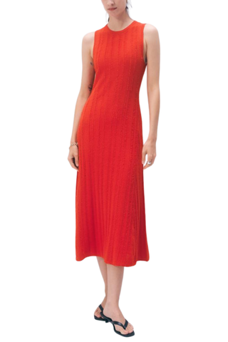 Linen Blend Dress, Poppy Rouge