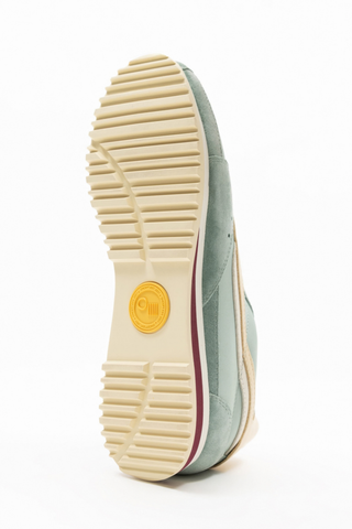ONCEPT Rennes Sneaker in Agave featuring soft sage green Italian suede, neutral accents, and a retro running-inspired silhouette.