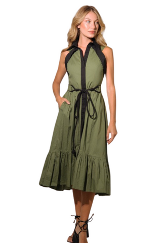 Celia Midi Dress, Olive Green