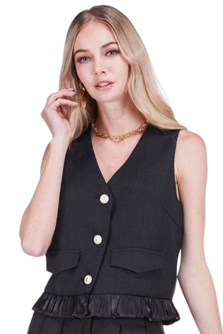 Ruffles Hem Vest, Black