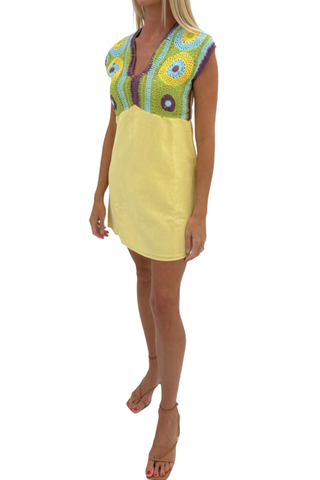 Ally Dress, Yellow Crochet