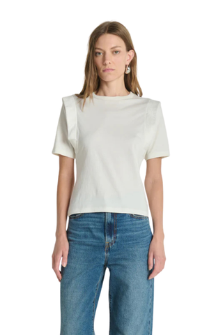 Thea Sleeve Inset Top, Porcelain