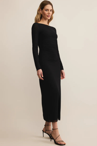 Spellbound Mesh Midi Dress, Black