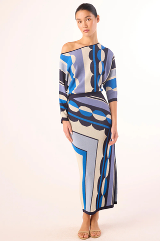 Keya Dress, Geo Stripe Knit