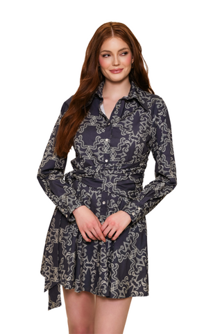 Evelyn Dress, Navy/Ivory Rodeo