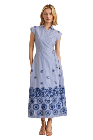 Shivon Dress, Blue/Optic White