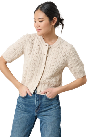 Short Sleeve Cardigan, Oat