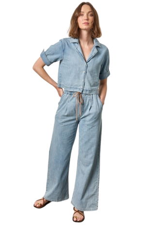 Denim Cuffed Shirt, Blue Wash