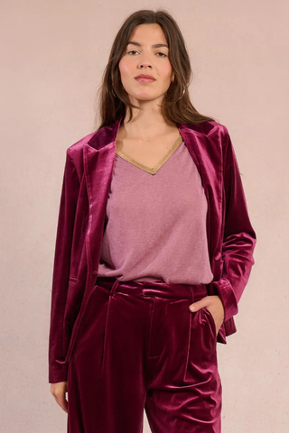 Velvet Blazer, Dark Red