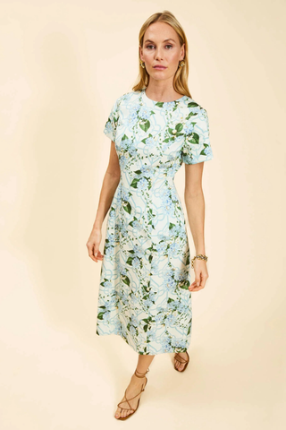 Hampton Convertible Midi Dress, Quatrefoil Blue