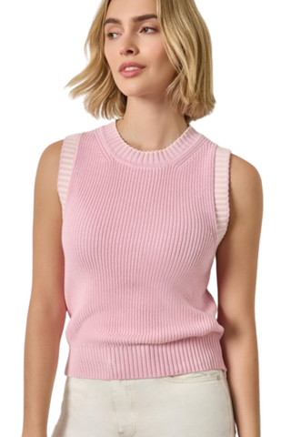 Sleeveless Crewneck Sweater, Peony