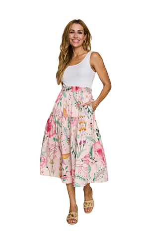 Sunshine Midi Skirt, Blush Garden Bouquet