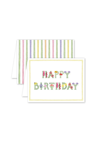 Alphabet Blooms Birthday Card - Single Card