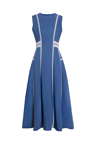 Tanya Taylor Sloane Dress French Blue sleeveless midi dress Monkee's of the West End