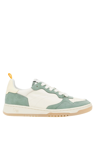 ONCEPT Phoenix Sneaker in Agave featuring a cream and soft green paneled upper, lace-up design, low-top silhouette, and gum sole.