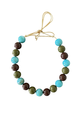 KMS Gems Chunky Beaded Necklace featuring oversized 20mm beads on an adjustable silk cord.