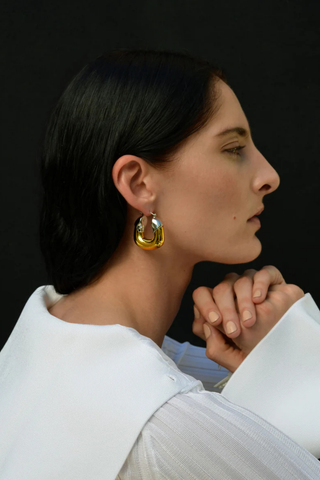 Lizzie Fortunato Organic Hoop earrings featuring gold-plated brass hoops with translucent resin accents