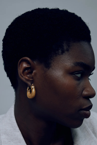 Lizzie Fortunato Mini Organic Hoop earrings featuring gold-plated brass hoops with translucent resin accents