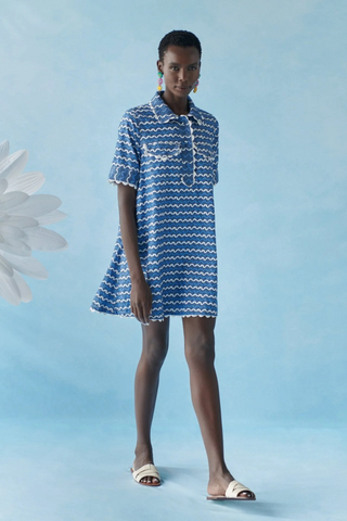 Celia B Blueberry Wave Dress Multi blue printed mini shirt dress Monkee's of the West End