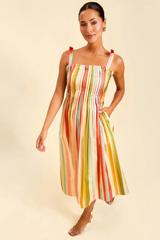 colorful striped midi dress Anais Midi Dress, Paradise Stripe