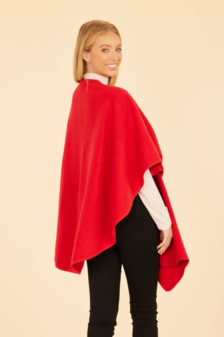 Knit Shawl Wrap, Red