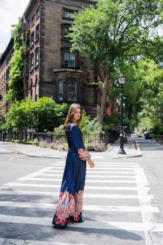 Calla Dress, Navy Multi
