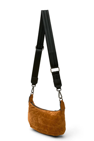 Mini Moon Handbag, Golden Suede