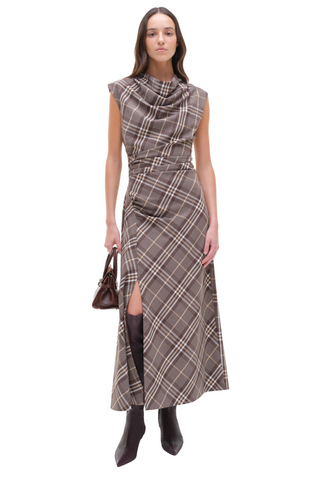 Burke Midi Dress, Chocolate Plaid