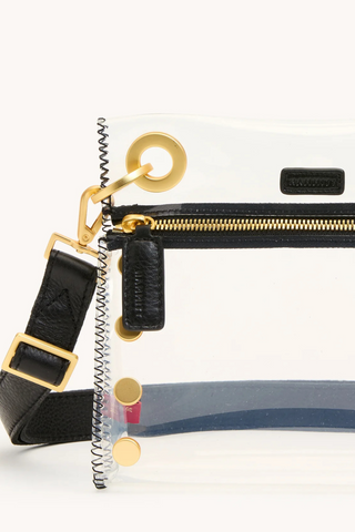 Tony Sml Clear Handbag, Black/Brushed Gold