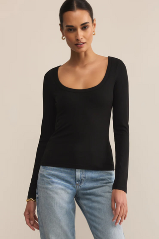 Second Skin Scoop Tee, Black
