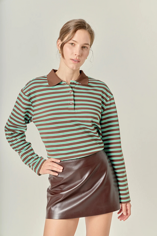 Faux Leather Skort, Brown