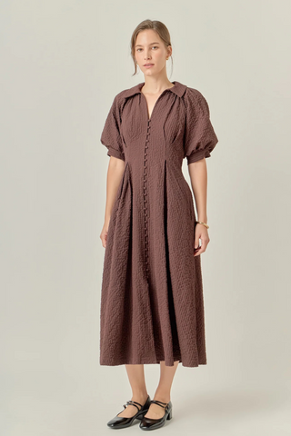 Shirt Midi Dress, Brown
