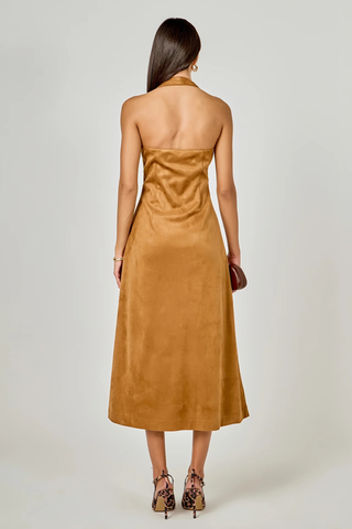 Suede Midi Dress, Tan