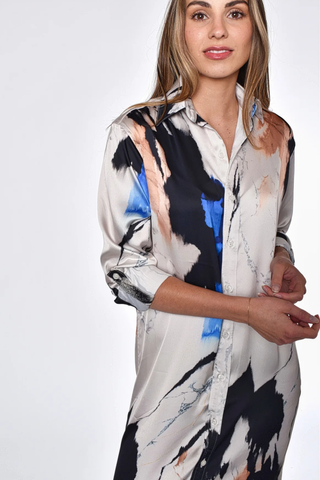 Girlfriend Midi Dress, Black/White Splatter