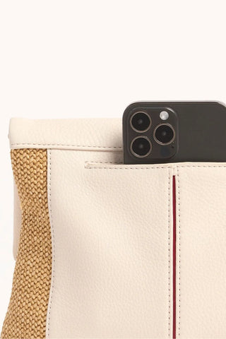 VIP Med Handbag, Calla Lily White Raffia