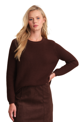 Emma Shaker Sweater, Coffee Bean