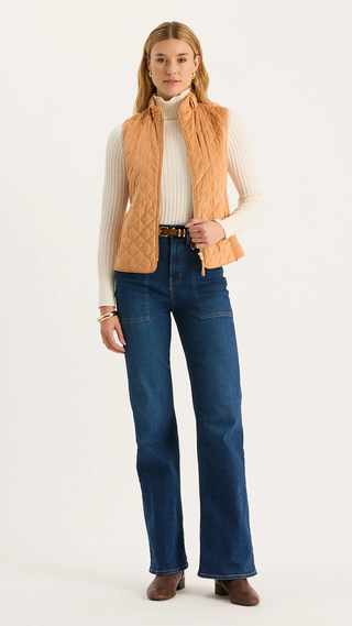 Faux Suede Moto Vest, Golden Wheat