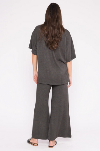 Sweater Knit Wide Leg Pant, Charcoal
