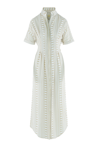White dress with a subtle pattern on a white background