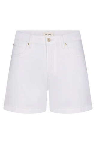 White straight leg cropped jeans with mid-rise fit and five-pocket styling