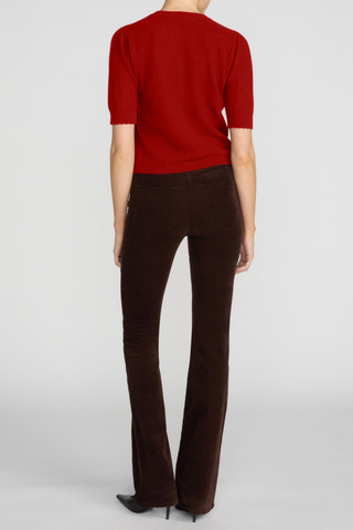 FRAME Corduroy Reboot pants in Espresso brown featuring a high-rise waist, slim fit through the thigh, and full-length bootcut leg.