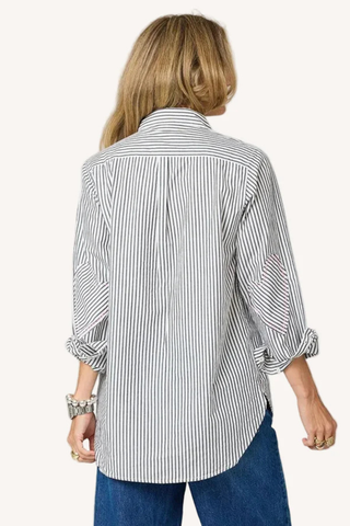 Mia Stripe Shirt, White-Black
