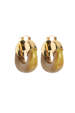 Lizzie Fortunato Organic Hoop earrings featuring gold-plated brass hoops with translucent resin accents